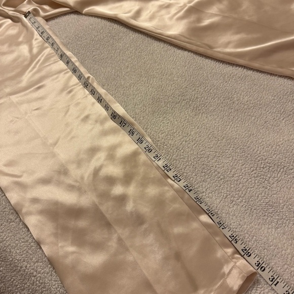 House of Harlow 1960 Satin Wide Leg Charlie Pants Champagne Ivory Tan Flare - Picture 8 of 11